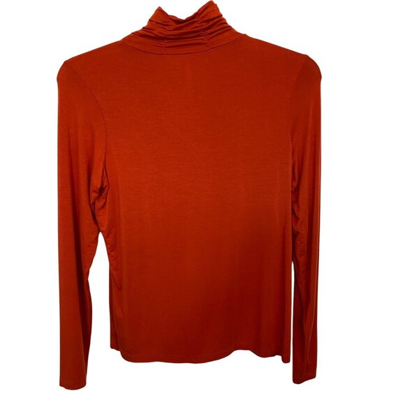Leo & Nicole Rust Orange Turtleneck Long Sleeve Top Officecore Minimalist Size M - Picture 2 of 10